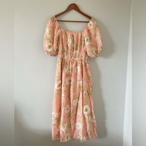 Anthropologie By the River Floral Puff Sleeve Midi Dress Large
